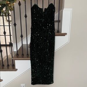 NWT Hello Molly Dark Green Sequin Midi Dress